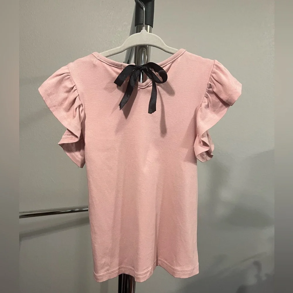 Pink Flutter Sleeve Ruffled Blouse - Picture 2 of 3